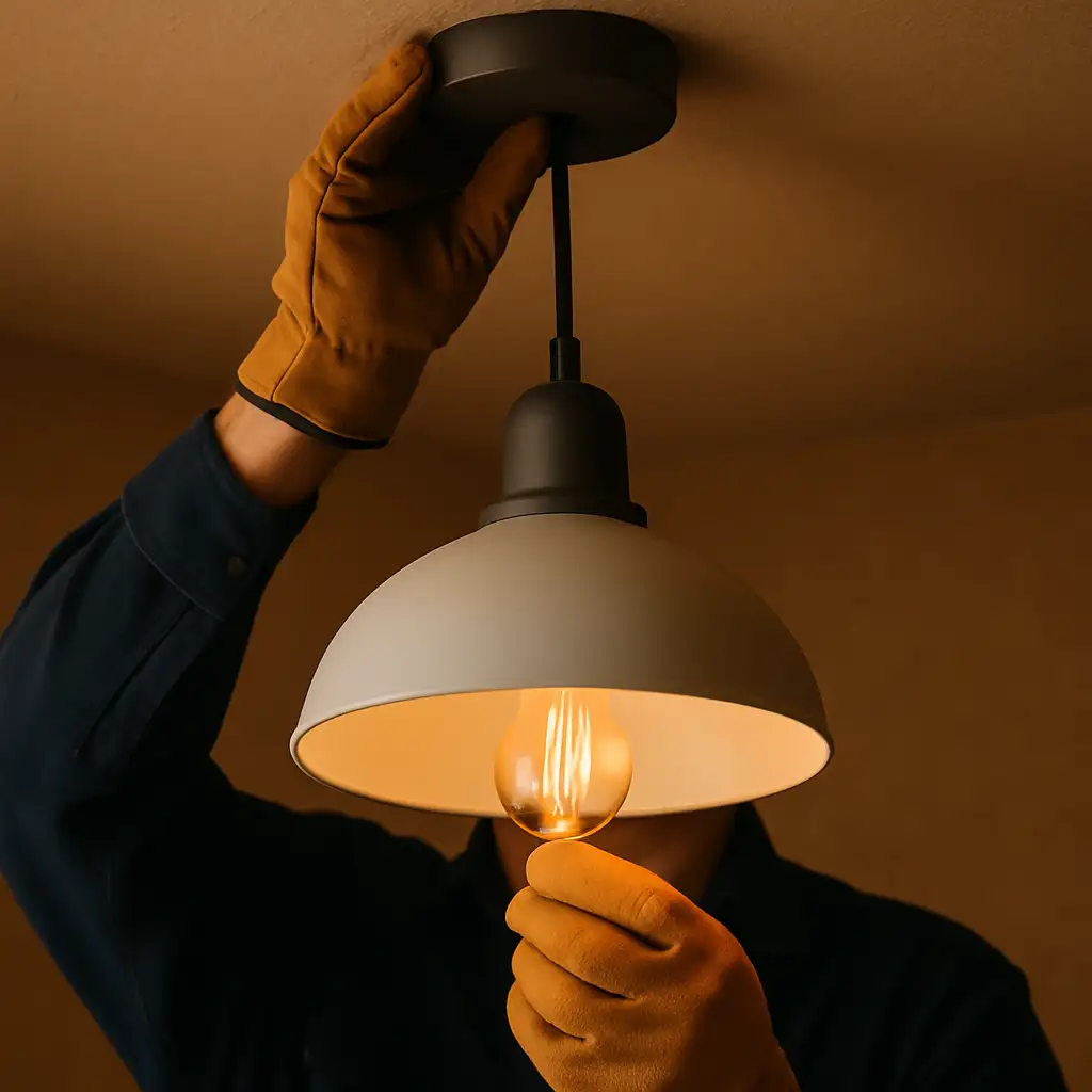 A light fitting being installed